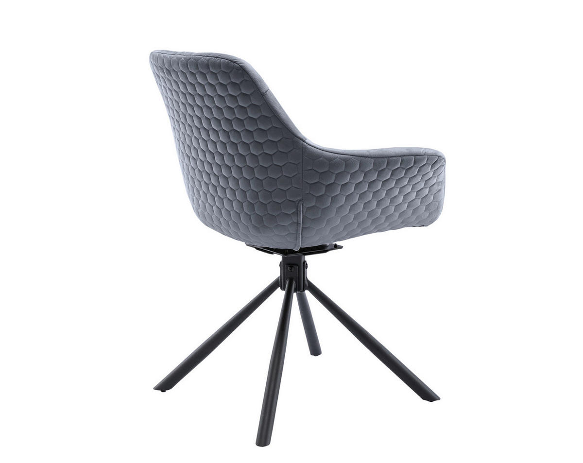ARMLEHNSTUHL  in Samt  - Schwarz/Grau, MODERN, Textil/Metall (64/82/63cm) - Livetastic