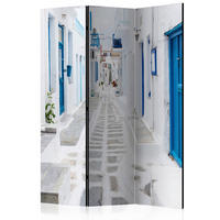 PARAVENT mit 3  Flügel - Weiß/Hellblau, Basics, Holz/Textil (135cm) - artgeist