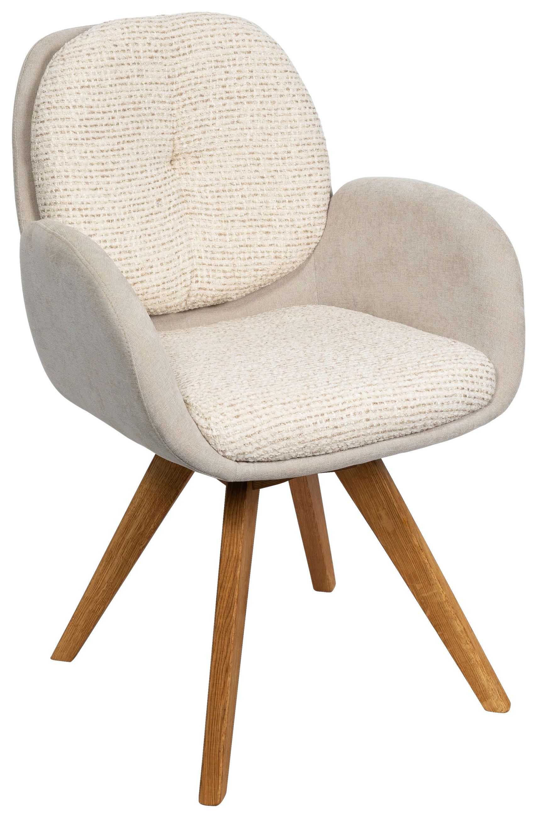 ARMLEHNSTUHL  Gestellauswahl, automatische Rückholfunktion, Sitzfläche 320° drehbar Webstoff  Eichefarben, Beige  - Eichefarben/Beige, Design, Holz/Textil (59/90/64cm) - Linea Natura