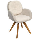 ARMLEHNSTUHL  automatische Rückholfunktion, Sitzfläche 320° drehbar, Gestellauswahl Webstoff  Beige, Eichefarben  - Eichefarben/Beige, Design, Holz/Textil (59/90/64cm) - Linea Natura