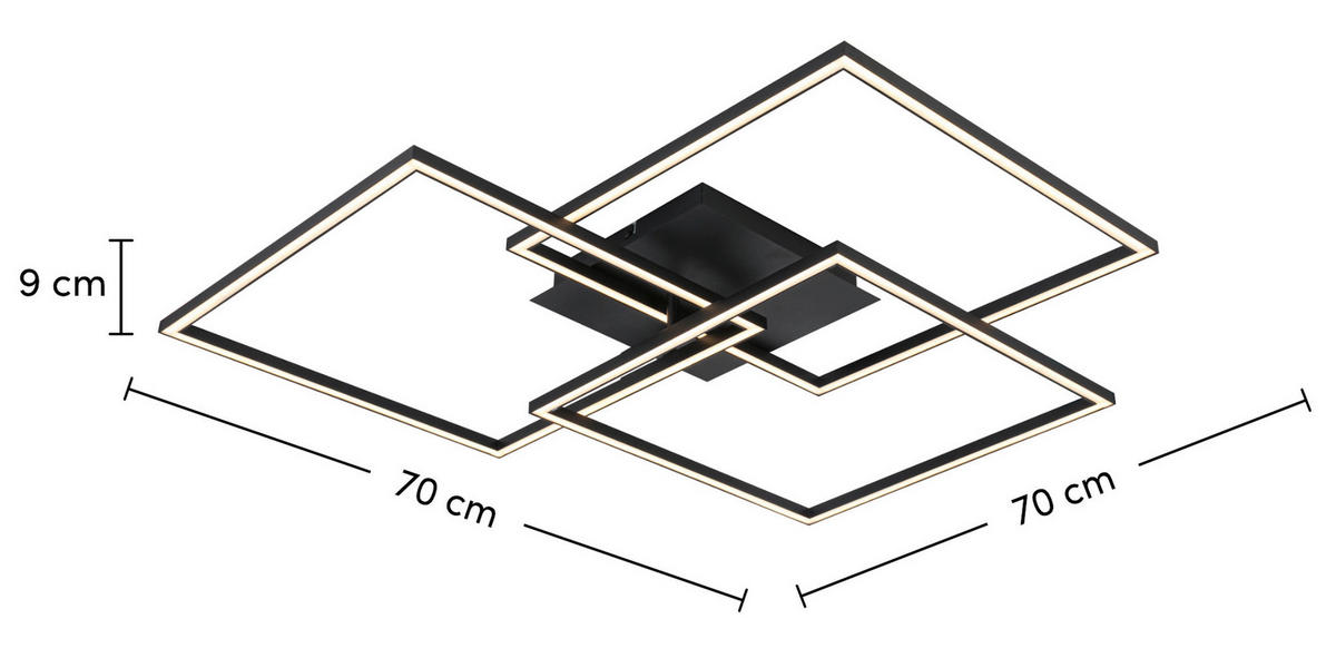 LED PLAFONJERA  - bela/crna, Trendi, metal/plastika (70/70/9cm) - Novel