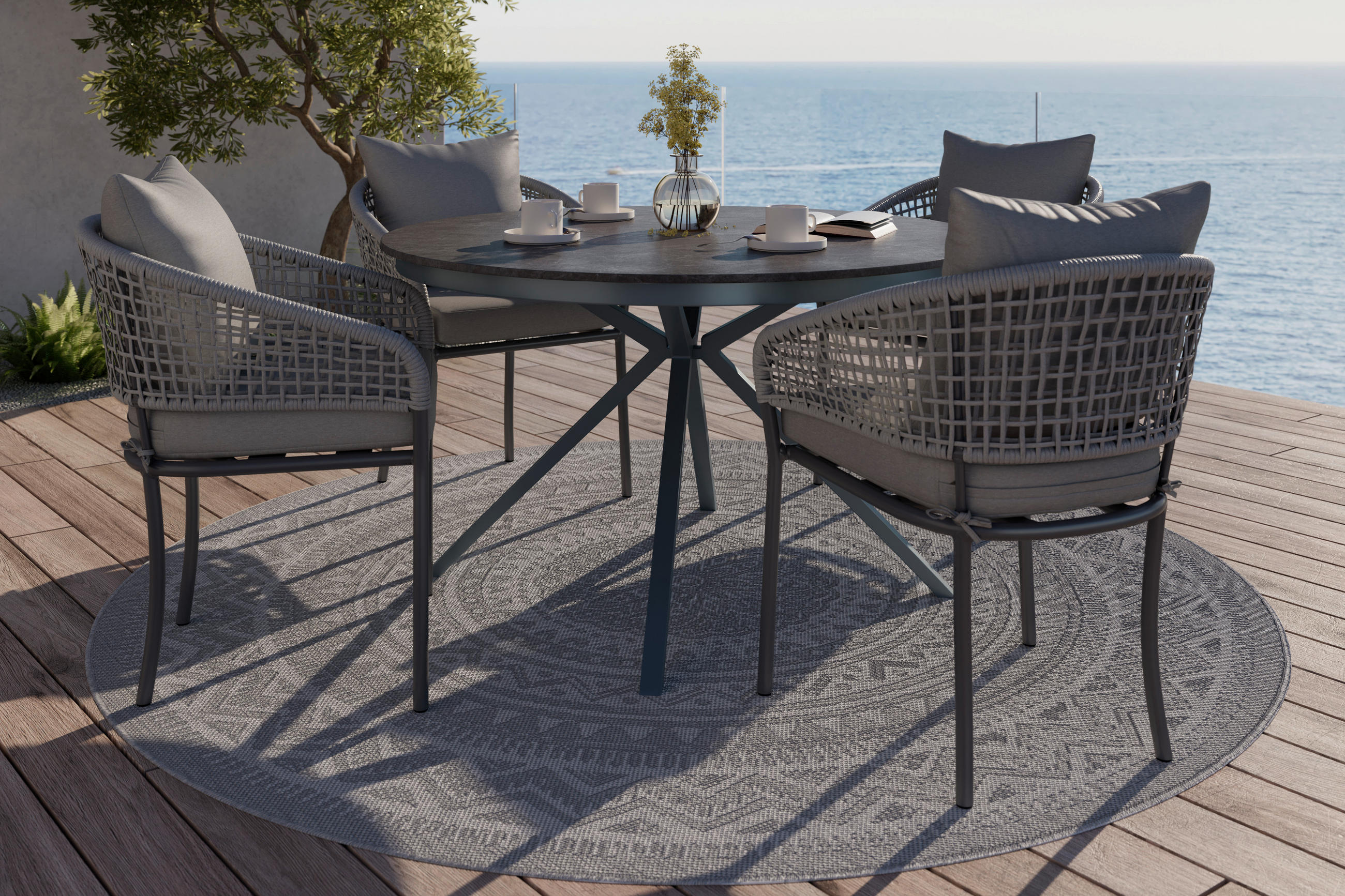 GARTENSTUHL Eisen Grau  - Anthrazit/Grau, MODERN, Kunststoff/Textil (60/76/62cm) - Ambia Garden