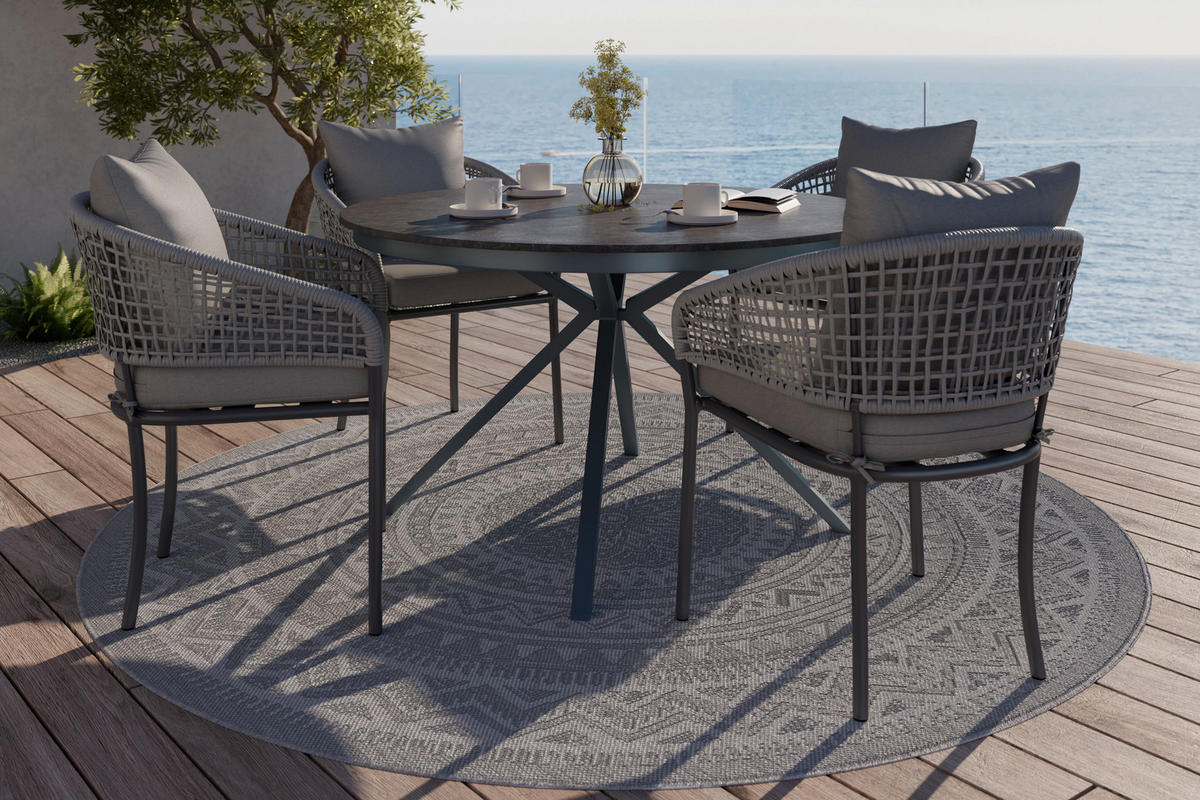 GARTENSTUHL Metall, Kunststoff, Textil Grau  - Anthrazit/Grau, Modern, Kunststoff/Textil (60/76/62cm) - Ambia Garden