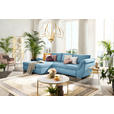 ECKSOFA in Flachgewebe Blau  - Blau/Silberfarben, Design, Textil/Metall (174/306cm) - Carryhome