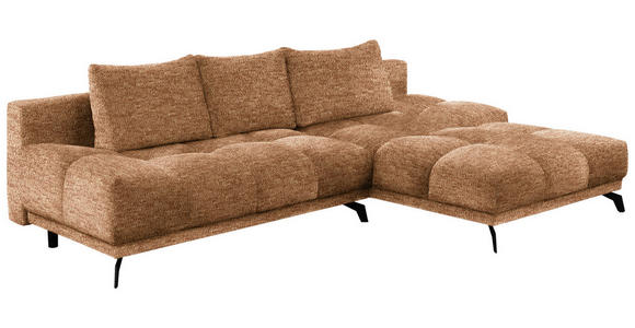 ECKSOFA Goldfarben Chenille  - Goldfarben/Schwarz, MODERN, Textil/Metall (290/182cm) - Hom`in