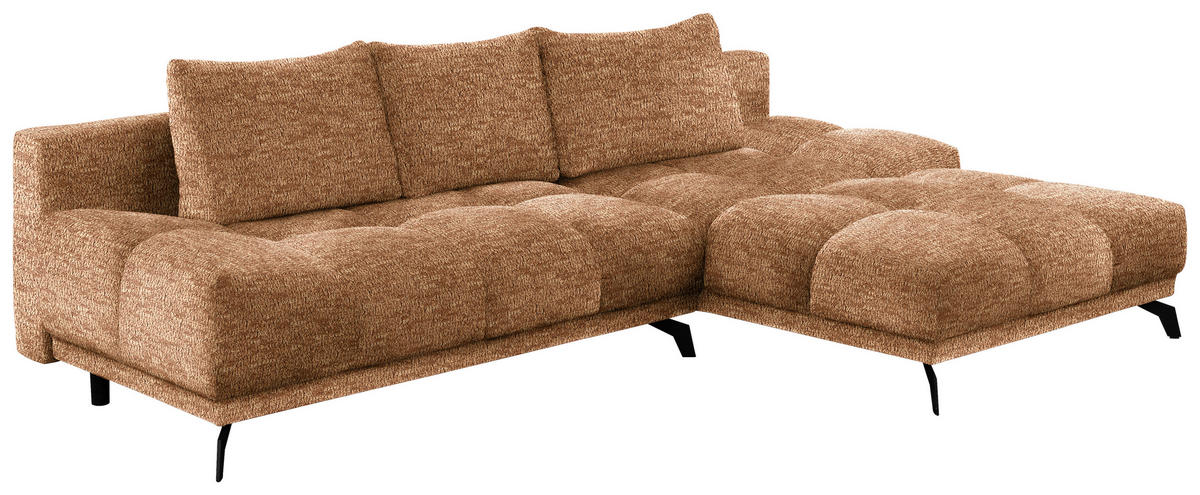ECKSOFA in Chenille Goldfarben  - Goldfarben/Schwarz, Modern, Textil/Metall (290/182cm) - Hom`in