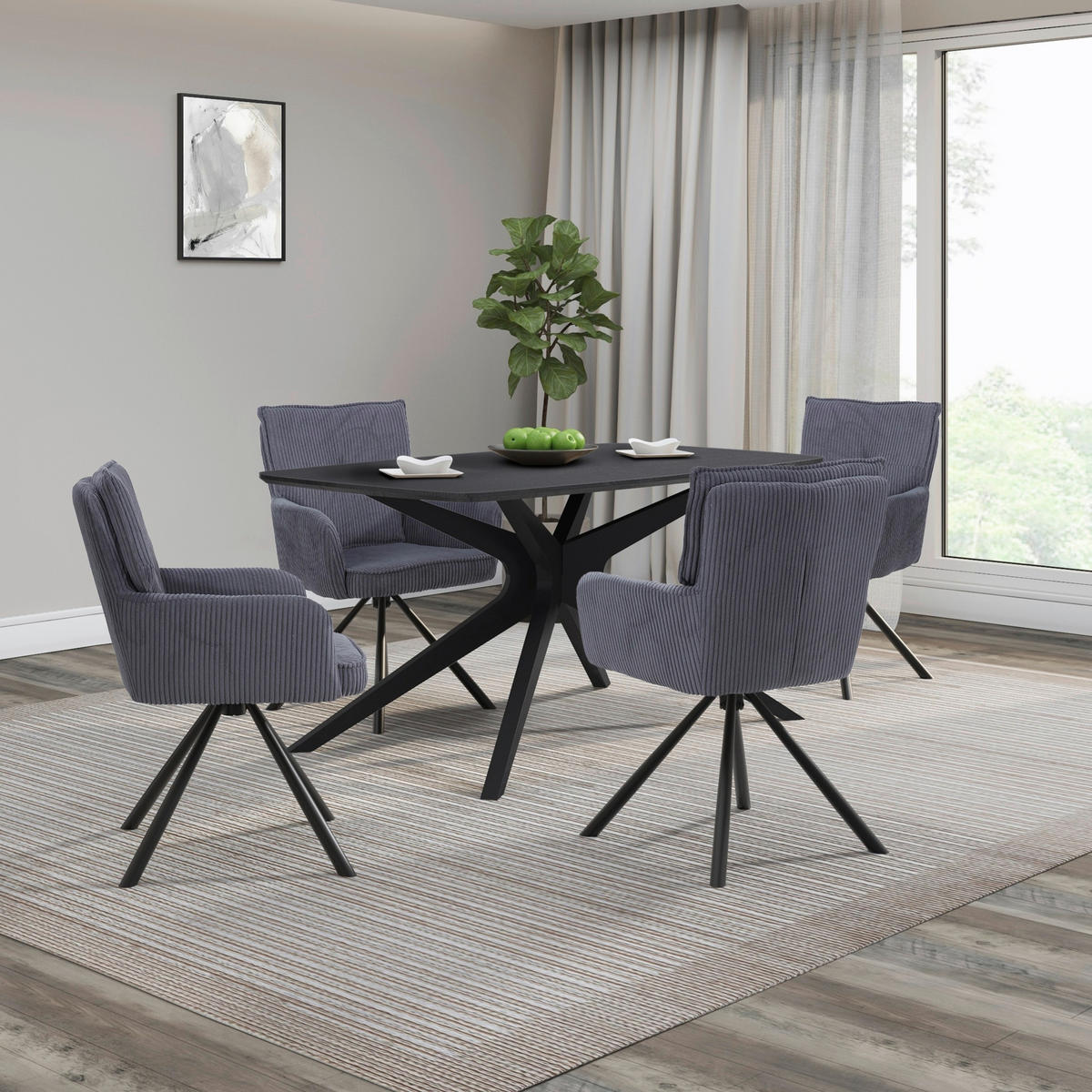 ESSTISCH 160/90/76 cm Nachbildung  Metall, Holzwerkstoff gastro- und objekttauglich rechteckig Schwarz  - Schwarz, MODERN, Holzwerkstoff/Metall (160/90/76cm) - MID.YOU