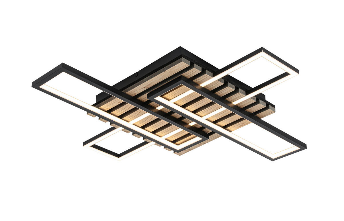 LED-DECKENLEUCHTE 33 W    73,5/66,5/7,5 cm  - Eichefarben/Schwarz, Natur, Holzwerkstoff/Kunststoff (73,5/66,5/7,5cm) - Novel