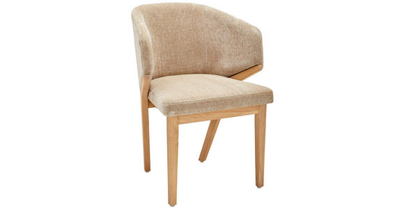ARMLEHNSTUHL   Chenille  - Eiche Bianco/Beige, KONVENTIONELL, Holz/Textil (60/82/60cm) - Linea Natura