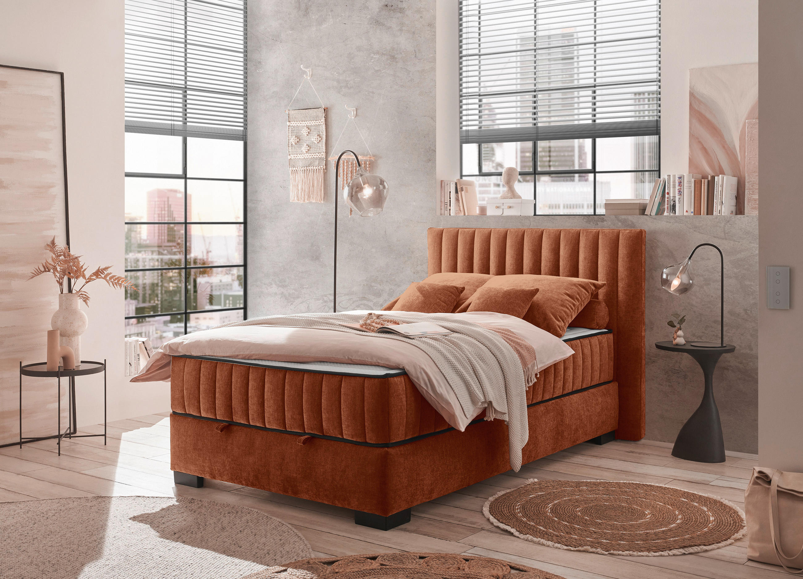BOXBETT 120/200 cm  in Cognac  - Cognac/Schwarz, MODERN, Holzwerkstoff/Kunststoff (120/200cm) - MID.YOU