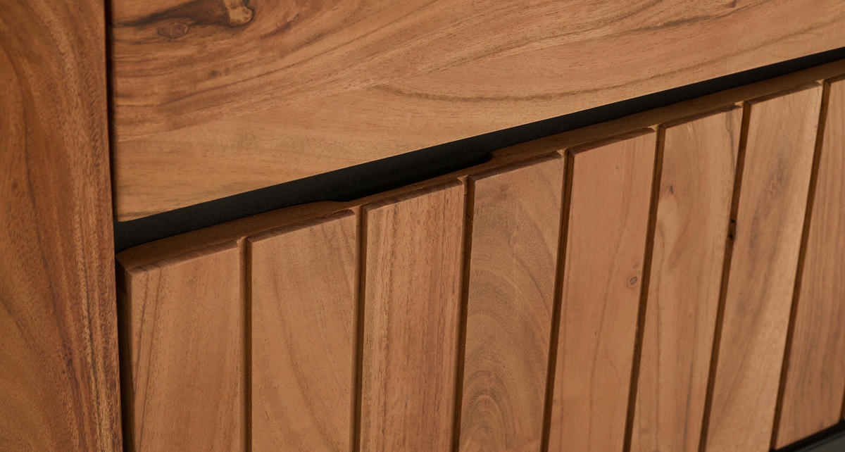 LOWBOARD Nara  in 177/62,5/42 cm  - Schwarz/Naturfarben, KONVENTIONELL, Holz/Metall (177/62,5/42cm) - Livetastic