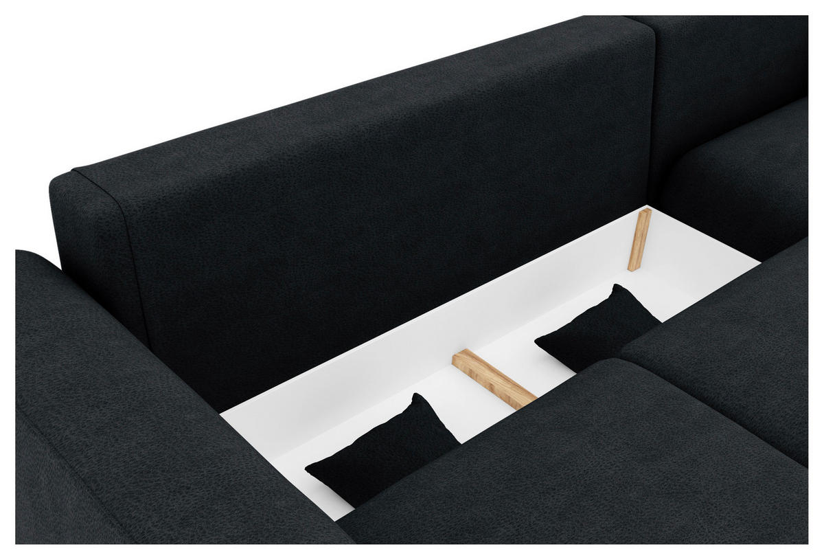 ECKSOFA in Lederlook Anthrazit  293/195 cm  - Chromfarben/Anthrazit, KONVENTIONELL, Kunststoff/Textil (293/195cm) - Carryhome