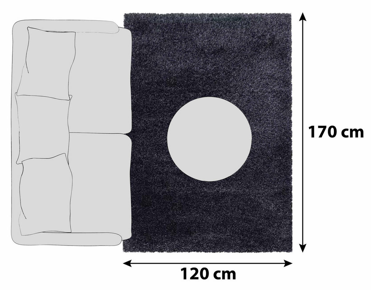 HOCHFLORTEPPICH 120/170 cm Fluffy 3500 Athrazit Anthrazit  - Anthrazit, Basics, Textil (120/170cm)