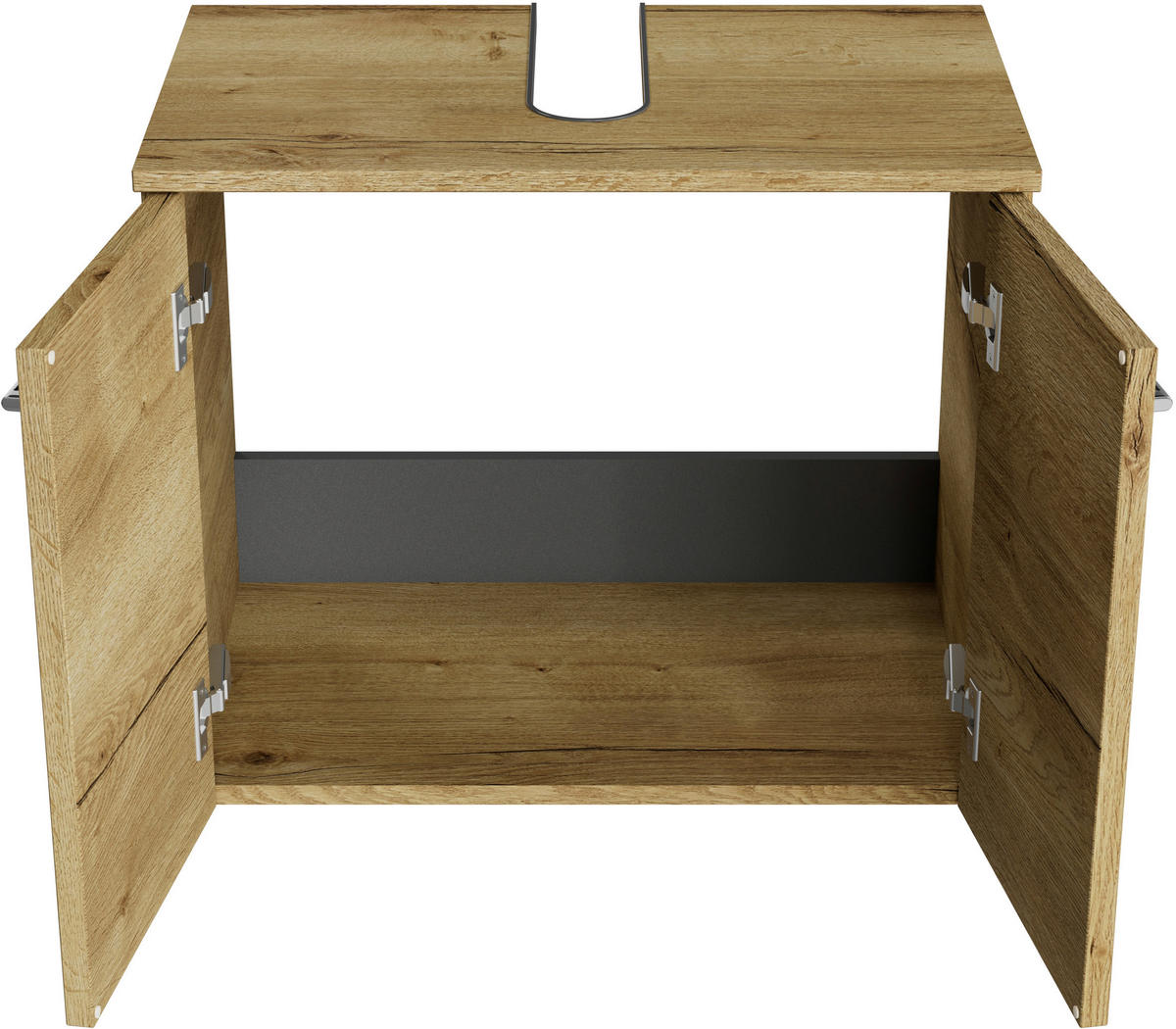 WASCHBECKENUNTERSCHRANK 60/49,8/38,3 cm  - Chromfarben/Wildeiche, KONVENTIONELL, Holzwerkstoff/Metall (60/49,8/38,3cm) - Sadena