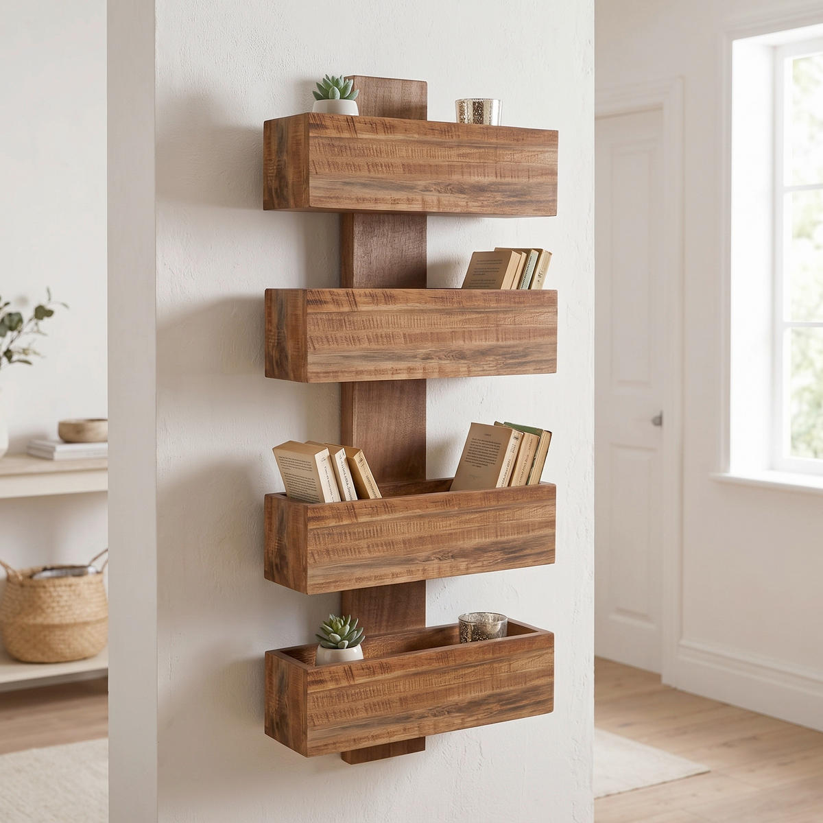 WANDREGAL  - Naturfarben, Design, Holz (30/72/9cm) - Livetastic
