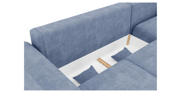 ECKSOFA in Samt Hellblau  - Chromfarben/Hellblau, KONVENTIONELL, Kunststoff/Textil (293/195cm) - Carryhome