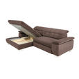 ECKSOFA in Mikrofaser Hellbraun 180/265 cm - Chromfarben/Hellbraun, Design, Textil/Metall (180/265cm) - Carryhome