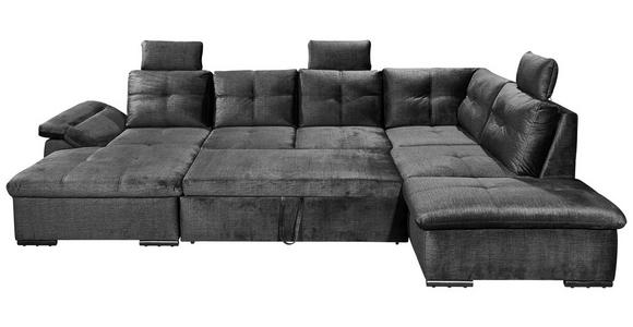 WOHNLANDSCHAFT in Mikrovelours Schwarz - Schwarz, KONVENTIONELL, Kunststoff/Textil (127/334/217cm) - Carryhome