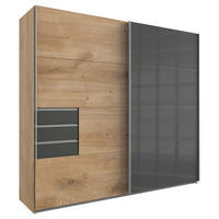 Dulap Cu Uși Glisante, 225/210/64 cm, grafit, culoare lemn stejar - culoare lemn stejar/grafit, Basics, metal/material pe bază de lemn (225/210/64cm) - P & B