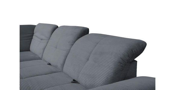 ECKSOFA in Cord Grau  - Schwarz/Grau, Design, Textil/Metall (242/313cm) - Xora