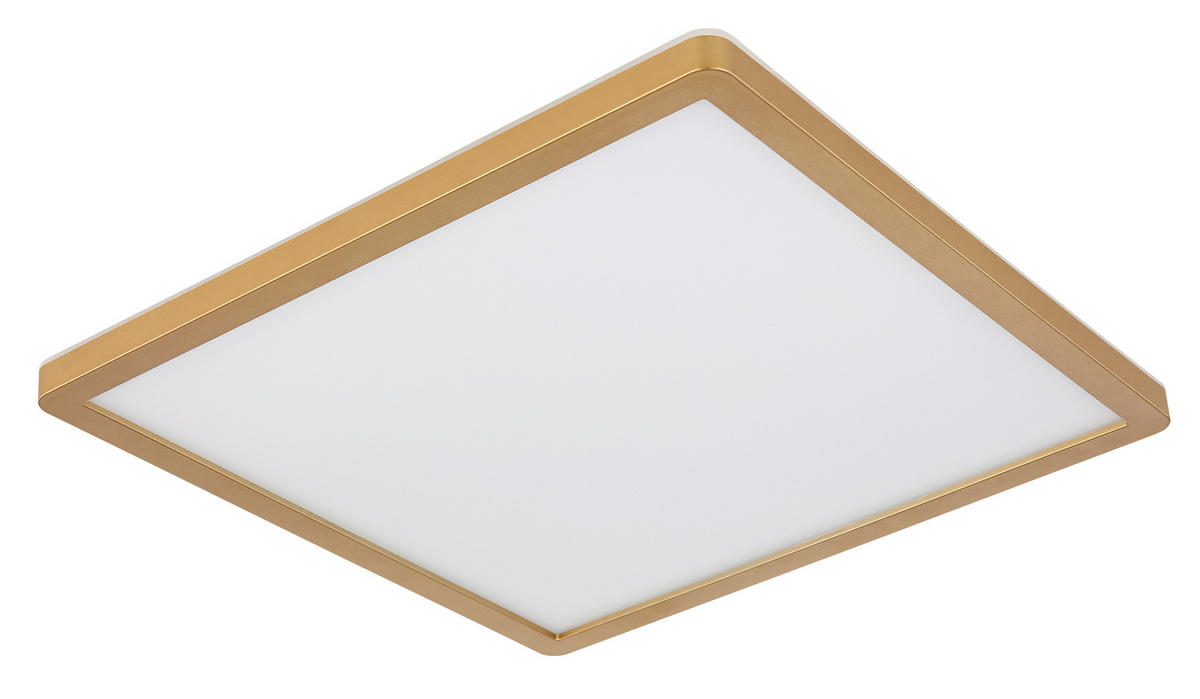 LED-DECKENLEUCHTE 18 W    29,4/29,4/25 cm  - Weiss/Messingfarben, Konventionell, Kunststoff (29,4/29,4/25cm) - Globo
