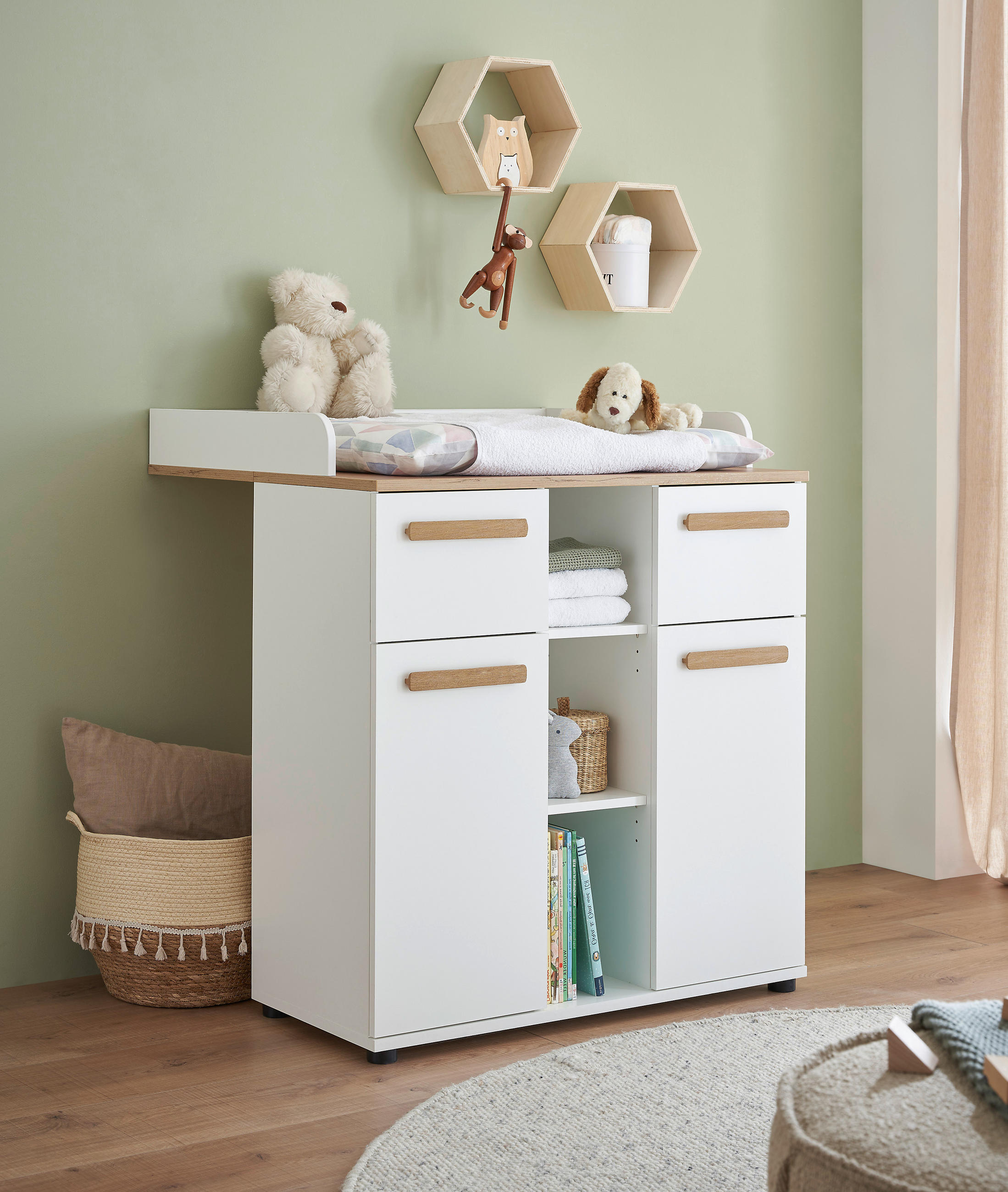 WICKELKOMMODE 89,2/100,2/70 cm  - Eiche Artisan/Weiß, Basics, Holzwerkstoff/Kunststoff (89,2/100,2/70cm) - My Baby Lou