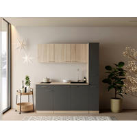 KUHINJSKI BLOK - siva/barve hrasta, Design, umetna masa/leseni material (180cm) - Respekta
