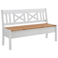 SITZBANK 148/93/58 cm Weiß, Laugenfarbig Kiefer massiv  - Laugenfarbig/Weiß, ROMANTIK / LANDHAUS, Holz (148/93/58cm) - Boxxx