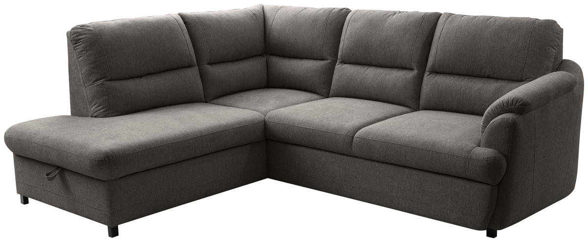 ECKSOFA Braun  - Greige/Schwarz, Basics, Holz/Textil (200/240cm) - MID.YOU