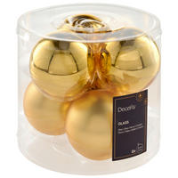 CHRISTBAUMKUGEL-SET 8 cm 6-teilig  - Goldfarben, KONVENTIONELL, Glas (8cm)