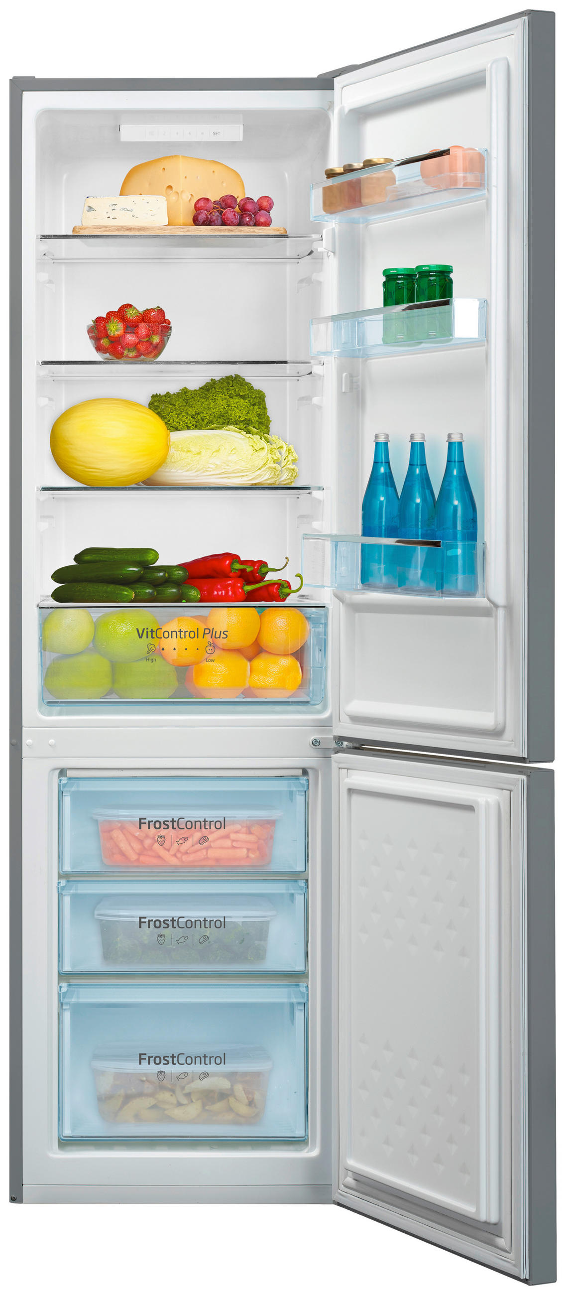 KYL-/FRYSKOMBINATION  - stålfärgad, Basics, metall (54/176,0/55,0cm) - Amica