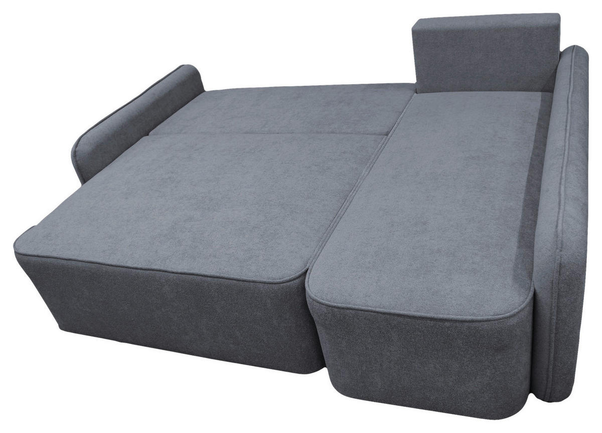 ECKSOFA in Struktur, Bouclé Grau  - Schwarz/Grau, Design, Kunststoff/Textil (209/143cm) - MID.YOU