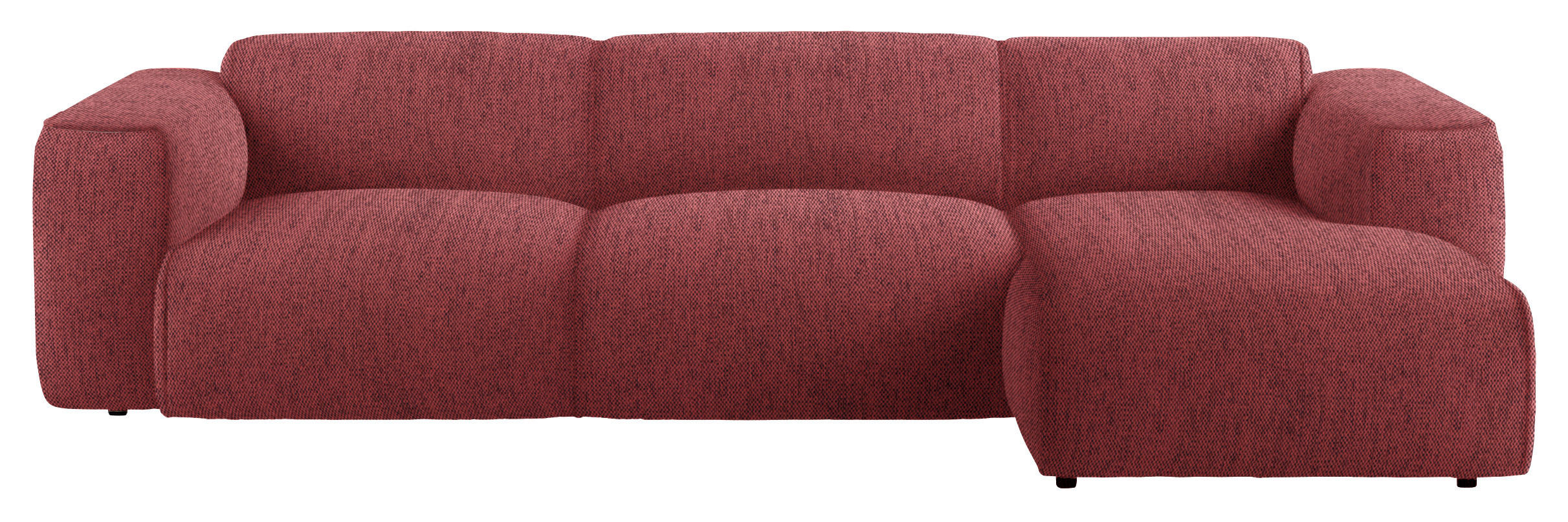 ECKSOFA Rot Webstoff Rücken echt  - Rot/Schwarz, Design, Kunststoff/Textil (290/171cm) - home24