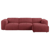ECKSOFA Rot Webstoff Rücken echt  - Rot/Schwarz, Design, Kunststoff/Textil (290/171cm) - home24