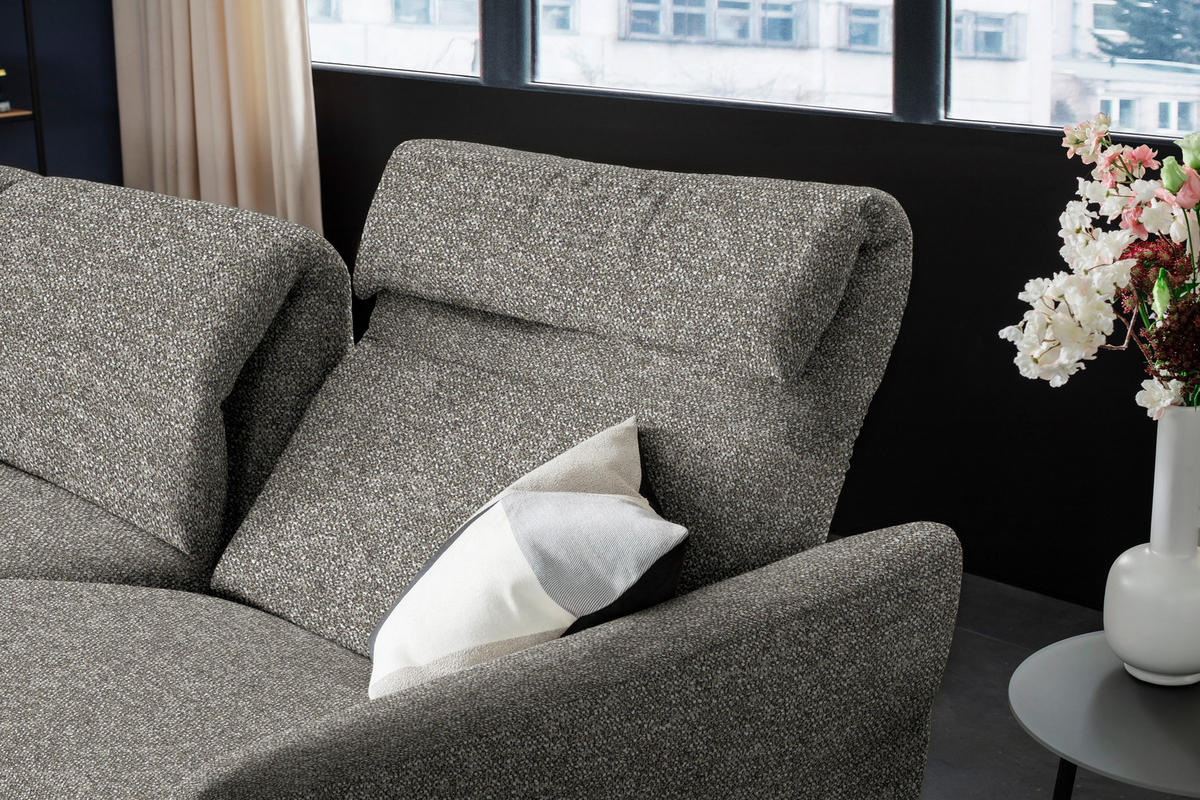 ECKSOFA in Chenille Greige  187/299 cm  - Greige/Schwarz, Design, Textil/Metall (187/299cm) - Schöner Wohnen