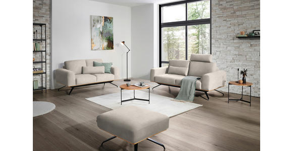 2-SITZER-SOFA  in Struktur Creme  - Creme/Schwarz, Design, Holz/Textil (166/85-104/95cm) - Novel