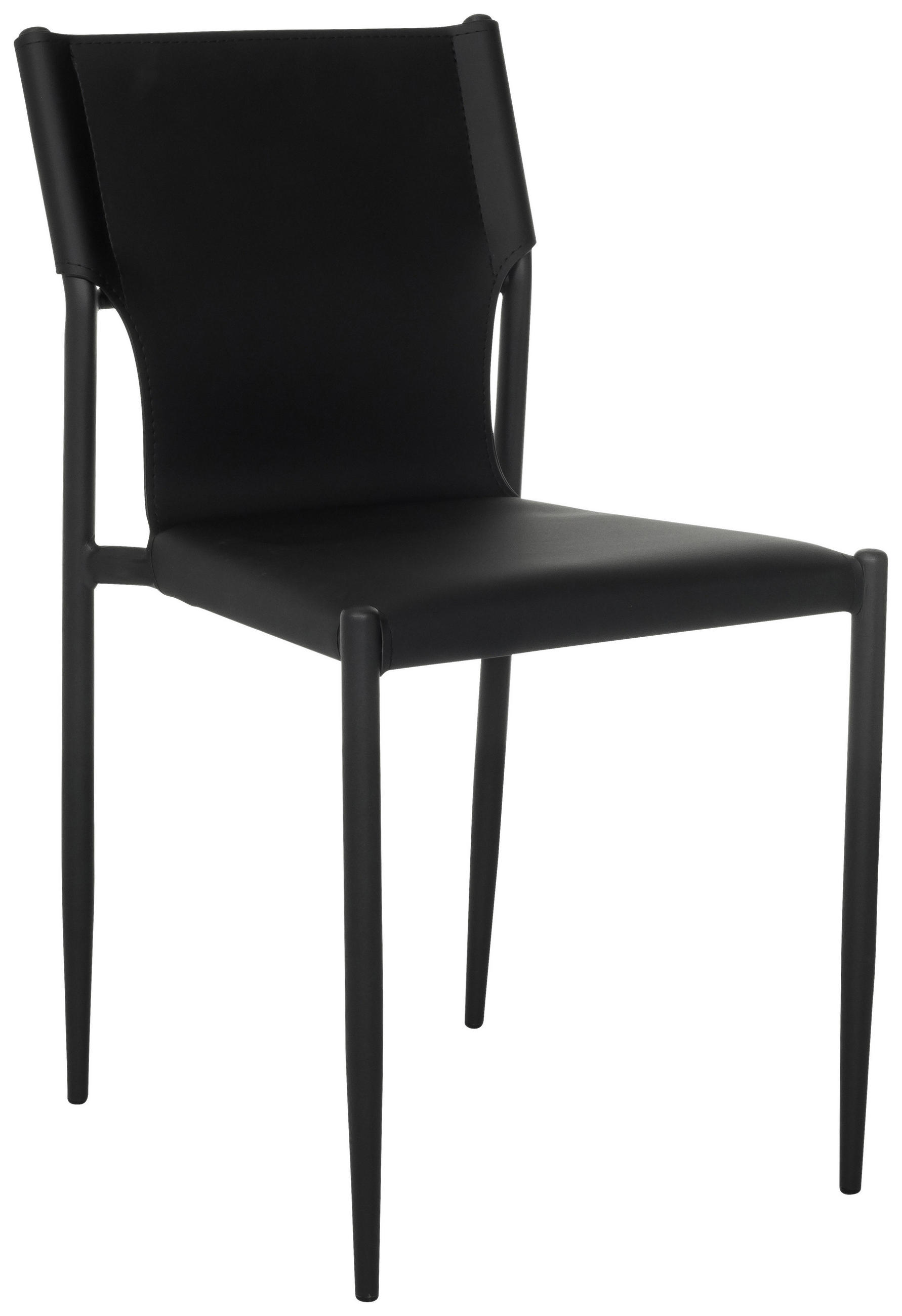 BESUCHERSTUHL Schwarz  - Schwarz, MODERN, Leder/Metall (44/82/52cm) - MID.YOU