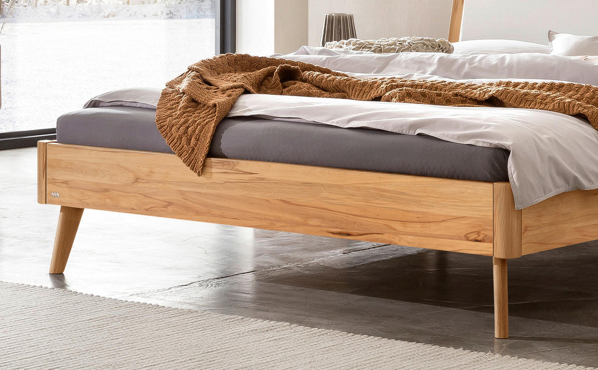 BETT 160/200 cm  in Weiß, Buchefarben  - Buchefarben/Weiß, Design, Holz (160/200cm) - Hasena