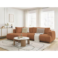 ECKSCHLAFSOFA EVEREST Bouclé Orange  inkl. Rückenkissen, Schlaffunktion  - Schwarz/Orange, MODERN, Kunststoff/Textil (204/282cm)
