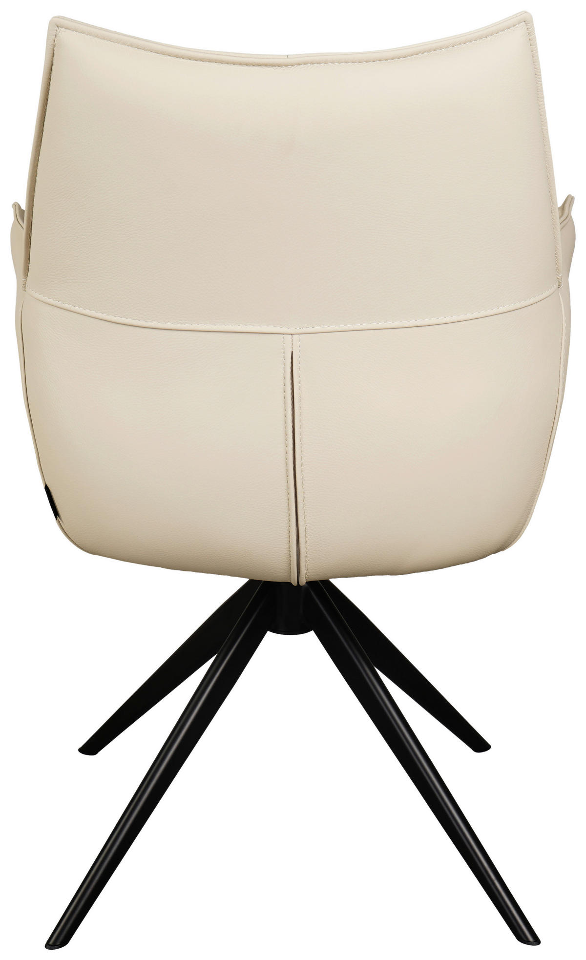 ARMLEHNSTUHL  Lederauswahl, Sitzfläche 360° drehbar  Echtleder  Creme, Schwarz  - Creme/Schwarz, Design, Leder/Metall (62/91/62cm) - Novel