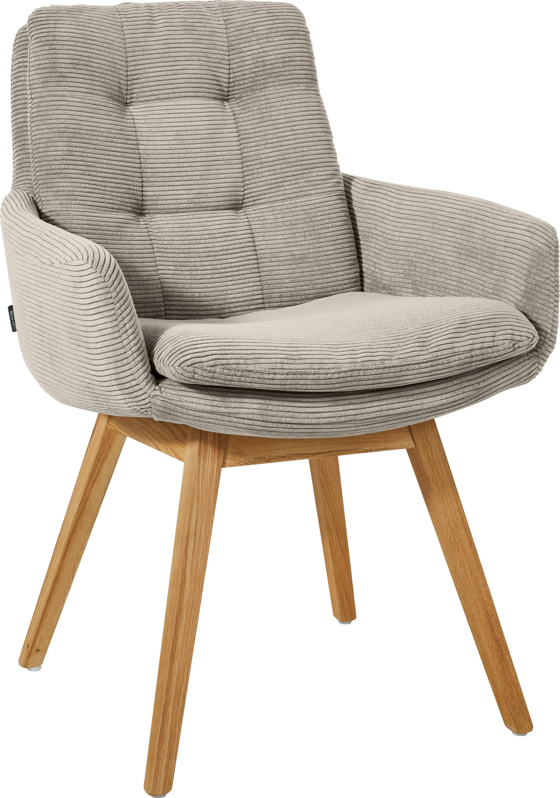 ARMLEHNSTUHL in Cord - Sandfarben/Eichefarben, Design, Holz/Textil (63/90/69cm) - Johann Jakob
