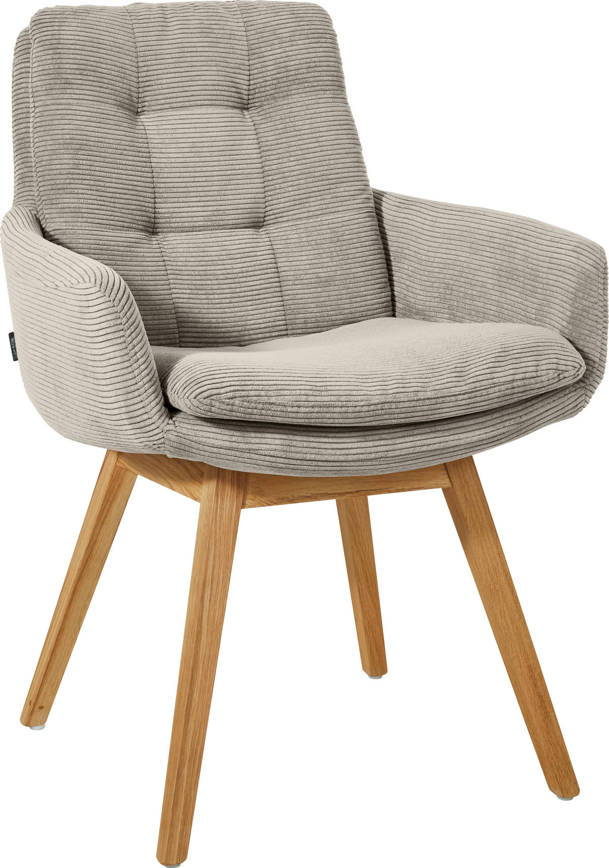ARMLEHNSTUHL  in Cord  - Sandfarben/Eichefarben, Design, Holz/Textil (63/90/69cm) - Johann Jakob