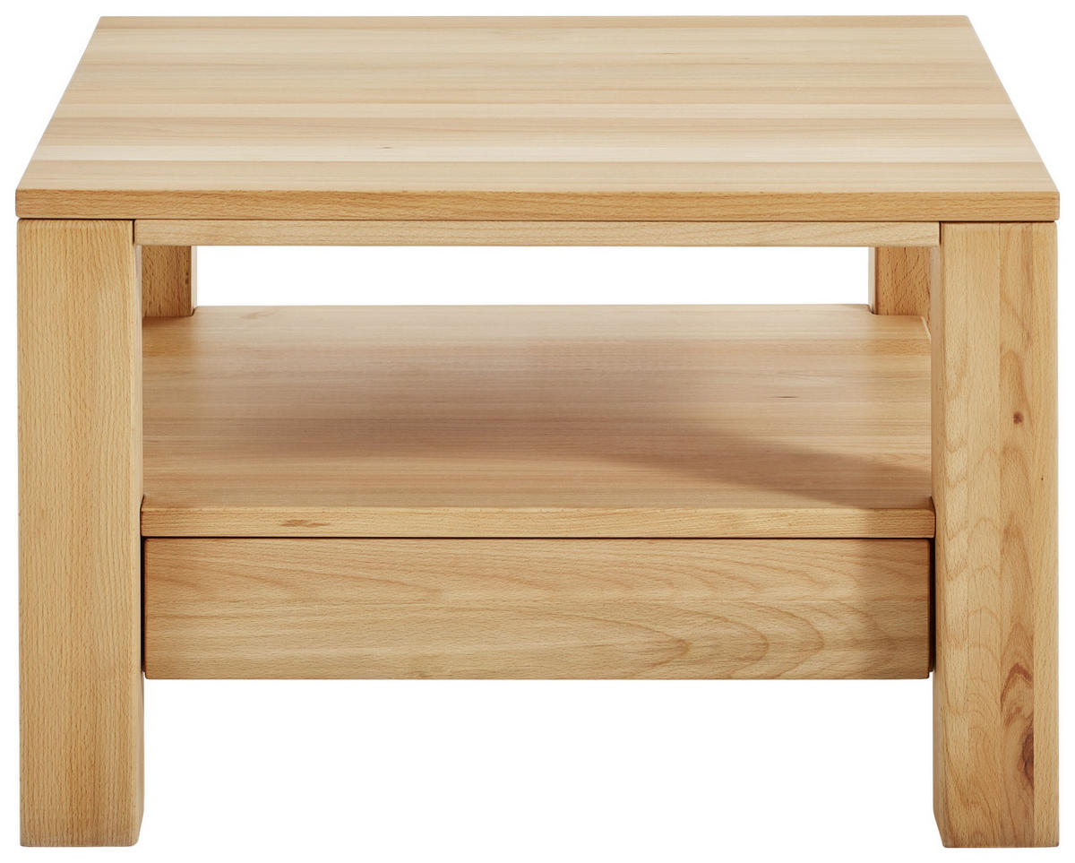 COUCHTISCH Kernbuche massiv 70/70/47,5 cm quadratisch Buchefarben  - Buchefarben, Natur, Holz (70/70/47,5cm) - Linea Natura