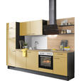 KÜCHENBLOCK 290 cm   in Graphitfarben, Eichefarben, Dunkelgelb  - Edelstahlfarben/Eichefarben, Design, Holzwerkstoff/Metall (290cm) - Xora
