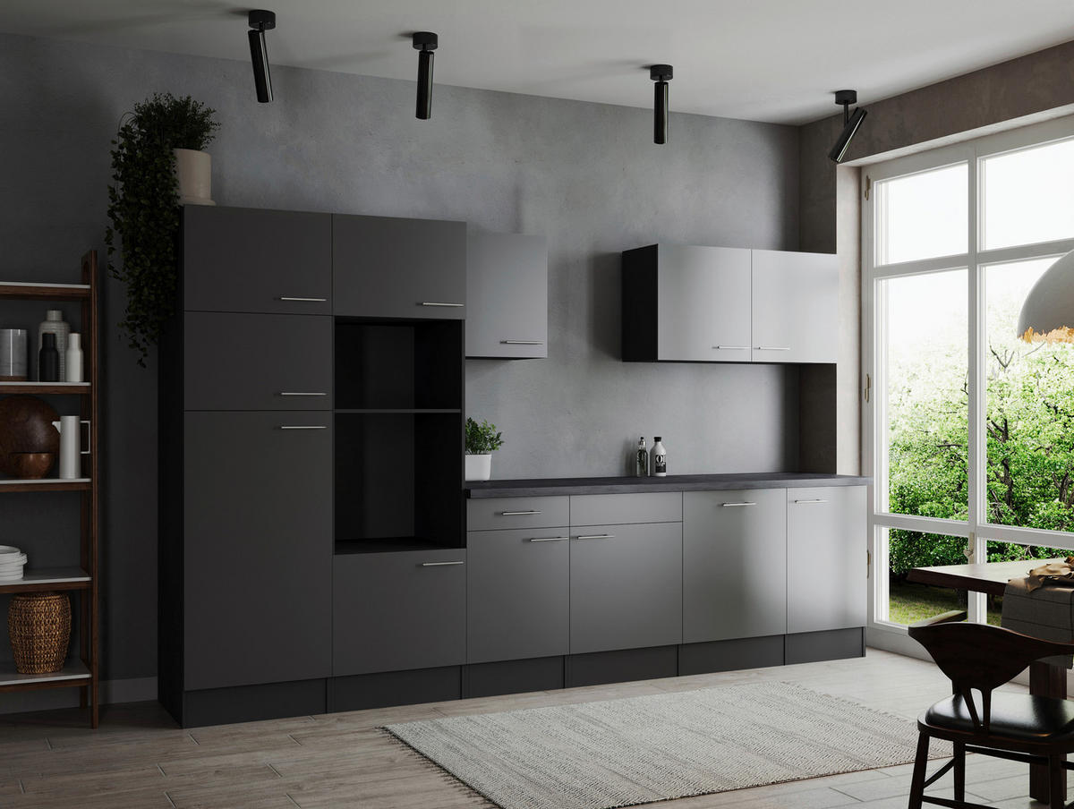 KÜCHENLEERBLOCK 340 cm   in Grau  - Silberfarben/Grau, Design, Holzwerkstoff/Metall (340cm) - Respekta