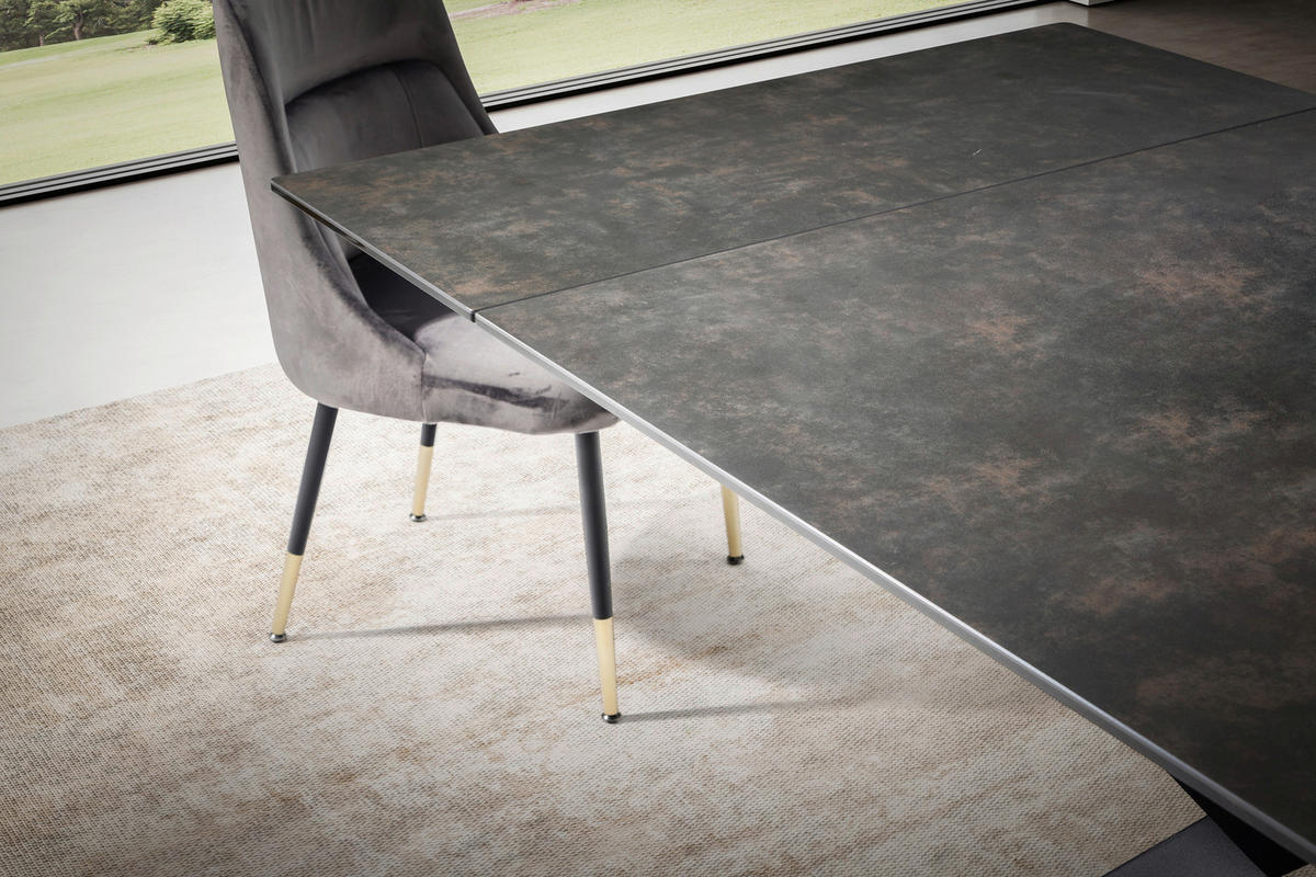 ESSTISCH in Keramik 180/95/76 cm  - Schwarz, Design, Keramik/Metall (180/95/76cm) - MID.YOU