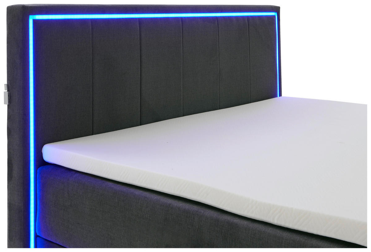 POSTEL BOXSPRING, 180/200 cm, antracitová - barvy chromu/antracitová, Design, textil/plast (180/200cm) - Boxxx