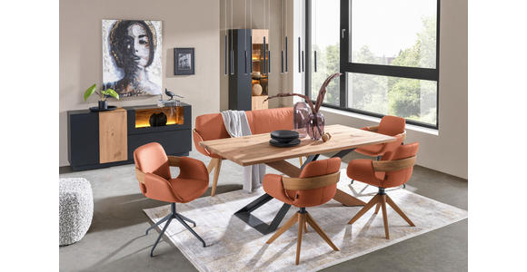 ARMLEHNSTUHL  Lederauswahl, Stoffauswahl, Typenauswahl, Sitzfläche 360° drehbar, automatische Rückholfunktion  Echtleder  - Eichefarben/Cognac, Natur, Leder/Holz (60/86/60cm) - Valnatura