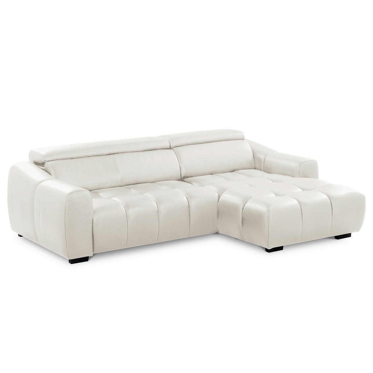 ECKSOFA  Echtleder Weiss  - Weiss/Schwarz, Design, Leder/Kunststoff (274/177cm) - Livetastic