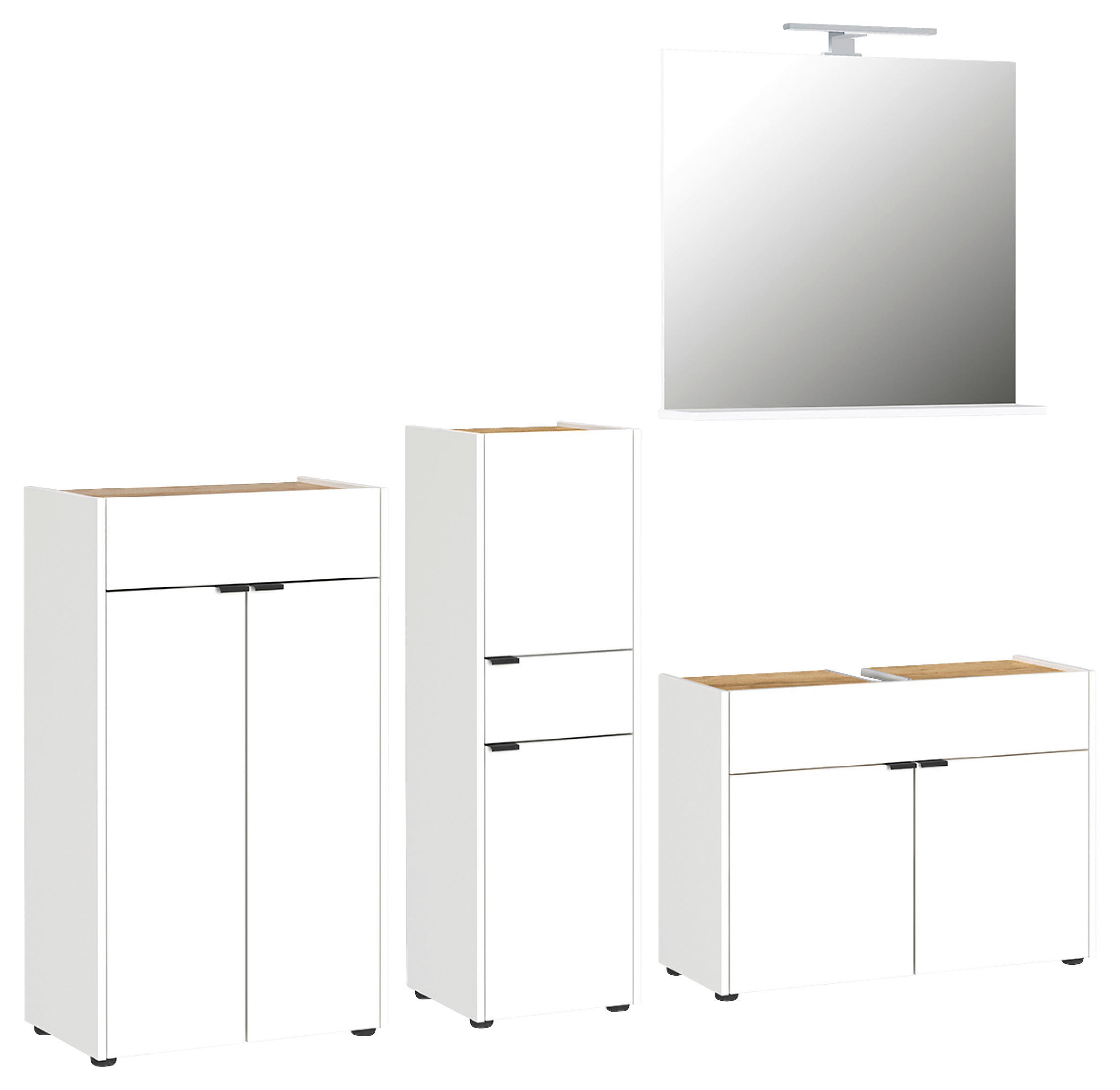 BADEZIMMER 4-teilig in 200 cm - Eichefarben/Schwarz, MODERN, Holzwerkstoff/Kunststoff (200cm) - Germania